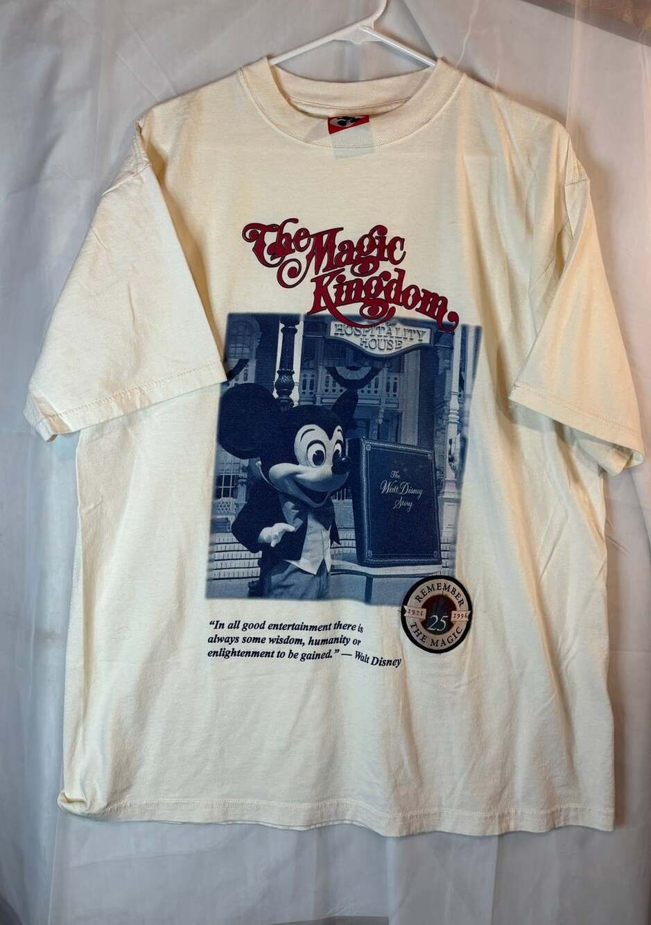 Mickey Vintage 25 Years Magic Kingdom White T Shirt Size Large